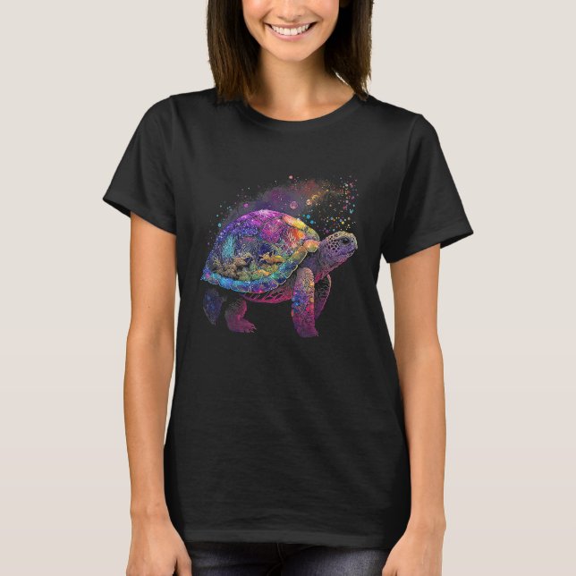 Esoteric Turtle Pet Crystals Cute Illustration T-Shirt (Vorderseite)