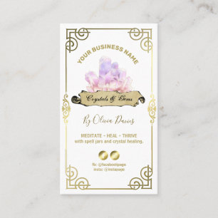 Esoterical Crystal White Pink and Gold Business Ca Visitenkarte