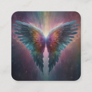 *~* Esoterische QR Mystical Rainbow Angel Wings AP Quadratische Visitenkarte