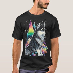 Esoterischer Husky-Hund Kristalle Süße Illustratio T-Shirt