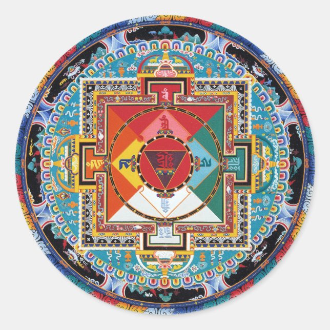 ESOTERISCHES STRAHLENDES MANDALA RUNDER AUFKLEBER (Vorderseite)