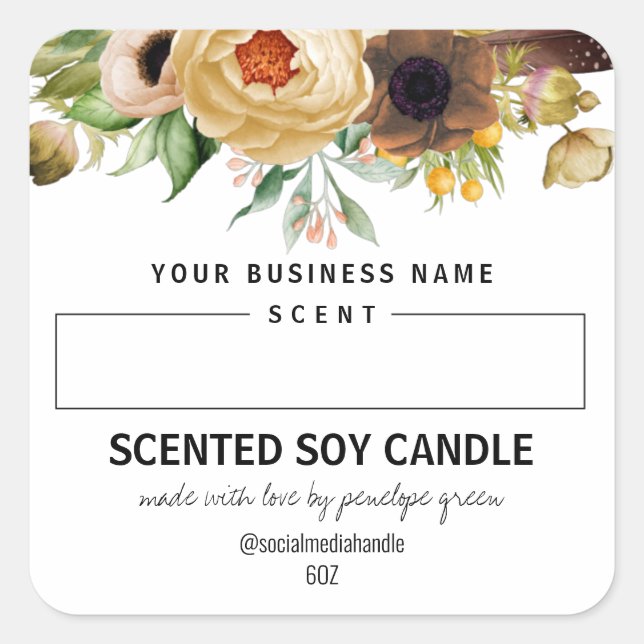 Espace Blanc Floral Parfumé Étiquettes de bougie d (Devant)