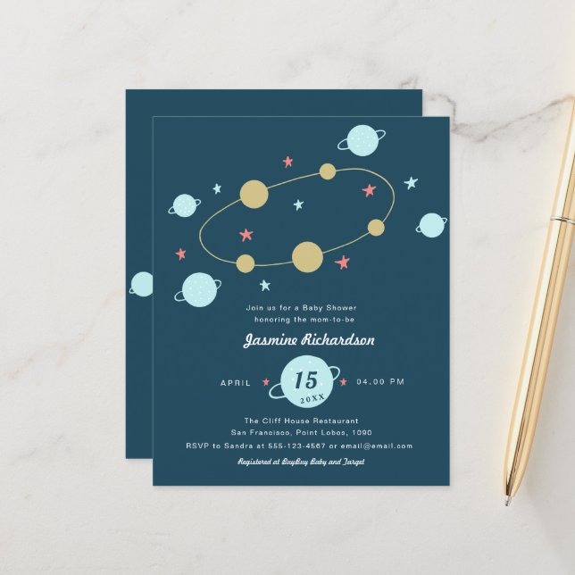 Espace d'aquarelle budgétaire | Flyer Baby shower  (Devant/Arrière en situation)