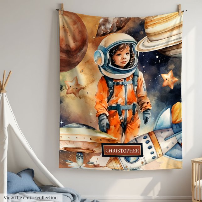 Espace Explorer Nom personnalisé Couverture pour p (Space Explorer Custom Name Blanket for Little Boy

)