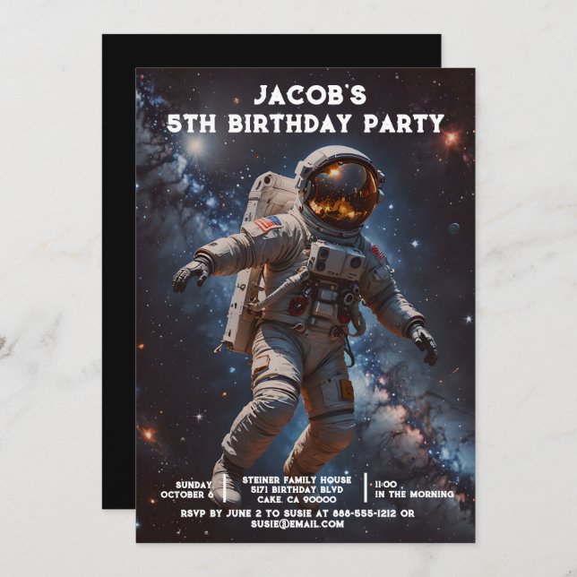 Espace extra-atmosphérique Invitations de fête d'a (Devant / Derrière)