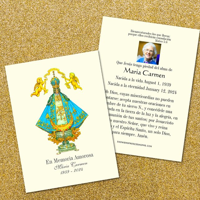 Espagne Notre-Dame de San Juan (Easy to personalize Our Lady of San Juan de los Lagos funeral prayer cards)