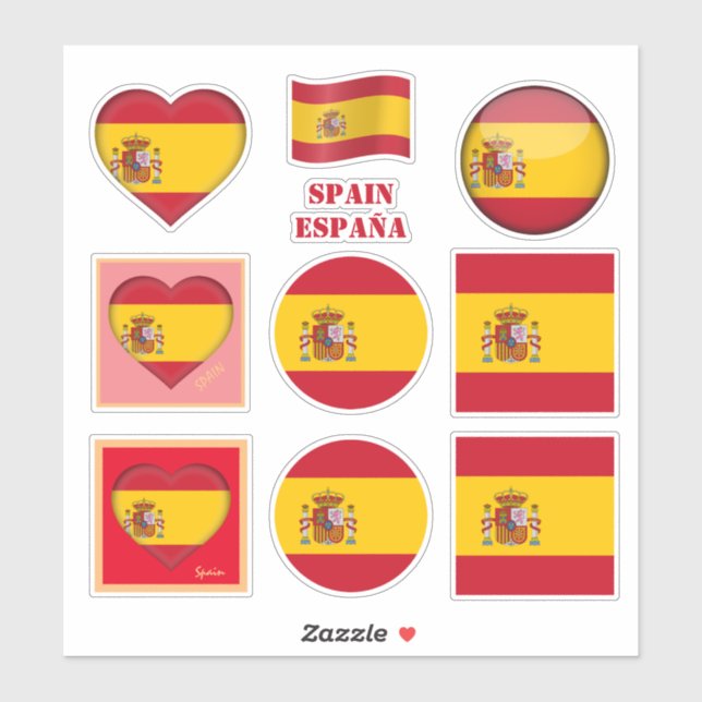 Espagne stickers & drapeau espagnol, Coeur /sport  (Feuille)