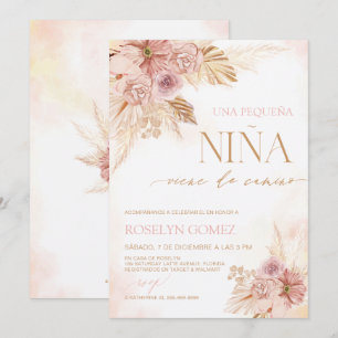 Espagnol Boho Baby shower Invitation Pampas Grass 