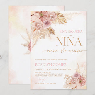 Espagnol Boho Baby shower Invitation Pampas Grass