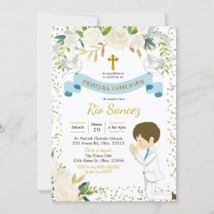 Espagnol Boy First Holy Communion Invitation