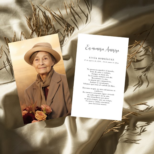 Espagnol En Memoria Amorosa Carte photo de prière (Créateur téléchargé)