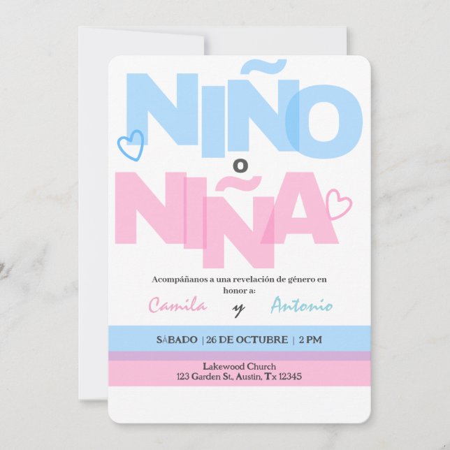 Espagnol Genre Reveillez Invitation Boho Rose ou B (Devant)