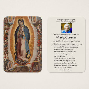 Espagnol Guadalupe Marie Prière funéraire Carte Sa