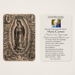 Espagnol Guadalupe Marie Prière funéraire Carte Sa