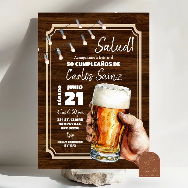 Espagnol Mexicain Salud de bière Invitation d'anni (Créateur téléchargé)