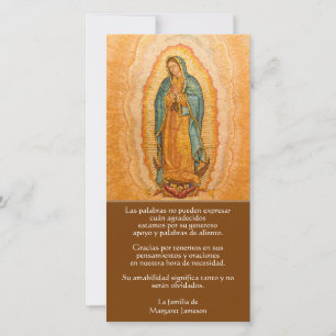 ESPAGNOL Notre-Dame de Guadalupe Merci funéraire