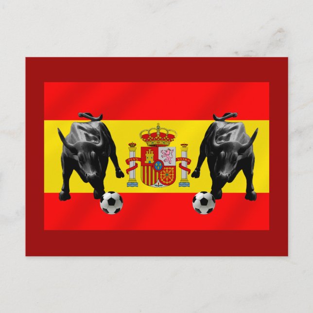 España La Furia Roja futbol Toro Flag Spanien Postkarte (Vorderseite)