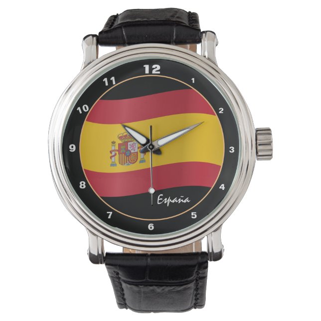 España Zeit & Spanische Flagge / Spanien Armbanduhr (Vorderseite)