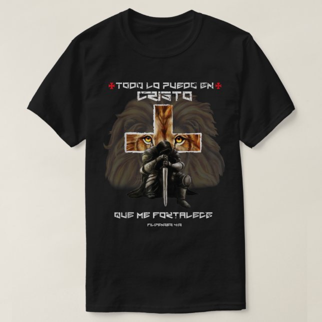 Español Christliche Geschenke Cross Lion Filipen T-Shirt (Design vorne)