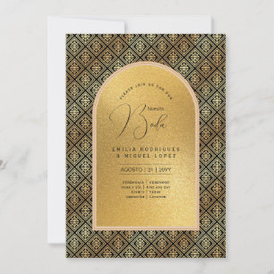 Espanol Invitación Boda Elegante Black Gold Weddin Einladung