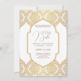 Espanol Invitación Boda Elegante Weißes Gold Verzi Einladung