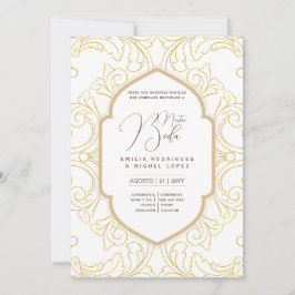 Espanol Invitación Boda Elegante Weißes Gold Verzi Einladung