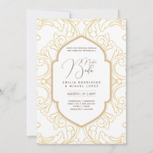 Espanol Invitación Boda Elegante Weißes Gold Verzi Einladung