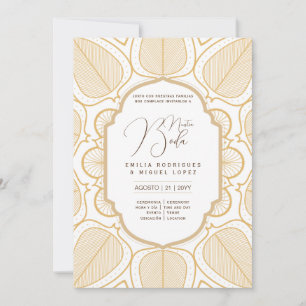 Espanol Invitación Boda Elegante Weißes Gold Verzi Einladung