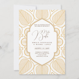 Espanol Invitación Boda Elegante Weißes Gold Verzi Einladung