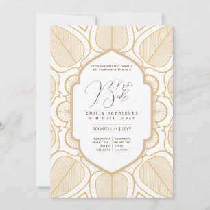 Espanol Invitación Boda Elegante Weißes Gold Verzi Einladung