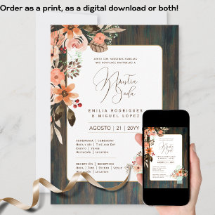 Espanol Invitación de Boda Floral Wedding Rustic I Einladung