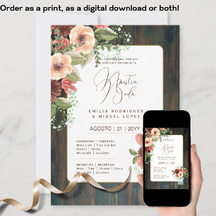 Espanol Invitación de Boda Floral Wedding Rustic I Einladung