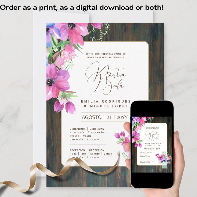 Espanol Invitación de Boda Floral Wedding Rustic I Einladung (Von Creator hochgeladen)