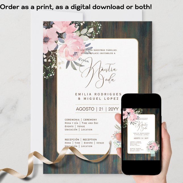 Espanol Invitación de Boda Floral Wedding Rustic I Einladung (Von Creator hochgeladen)