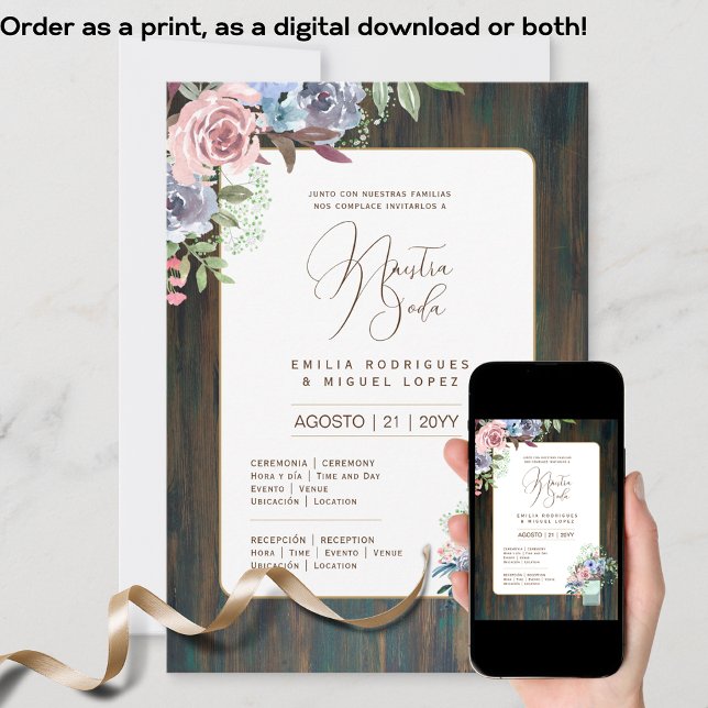 Espanol Invitación de Boda Floral Wedding Rustic I Einladung (Von Creator hochgeladen)