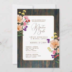 Espanol Invitación de Boda Floral Wedding Rustic I Einladung