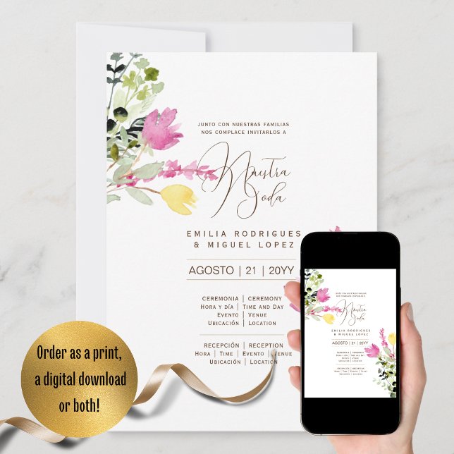 Espanol Invitación de Boda Summer Floral Wedding I Einladung (Von Creator hochgeladen)