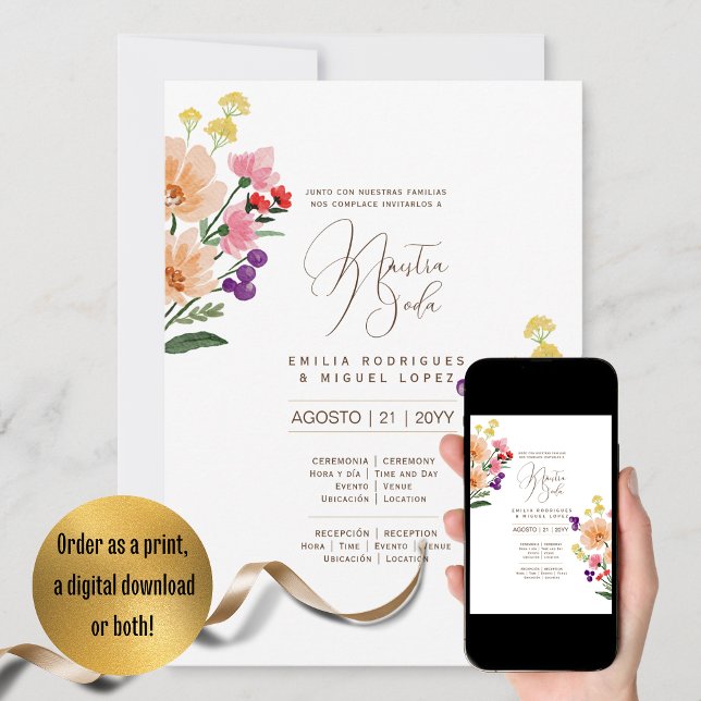 Espanol Invitación de Boda Summer Floral Wedding I Einladung (Von Creator hochgeladen)