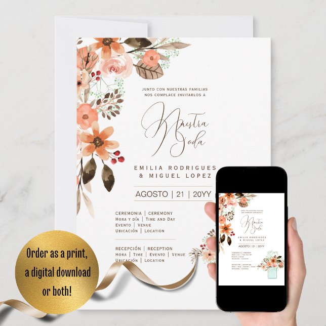Espanol Invitación de Boda Summer Floral Wedding I Einladung (Von Creator hochgeladen)