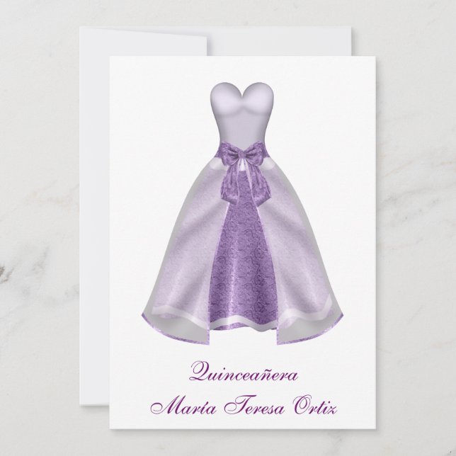 Español Púrpura Invitación Quinceañera 15 Años Einladung (Vorderseite)