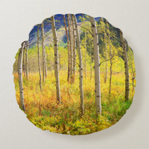 Espenbäume im Herbst in den Rocky Mountains Rundes Kissen