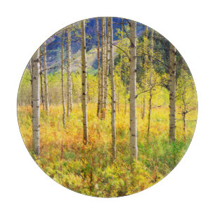 Espenbäume im Herbst in den Rocky Mountains Schneidebrett