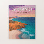 Esperance Australia Travel Art Vintag<br><div class="desc">Esperance Retro Vektorbewegungsdesign. Zu den Stränden zählen das ruhige Blue Haven und der West Beach mit seinen Surfpausen.</div>
