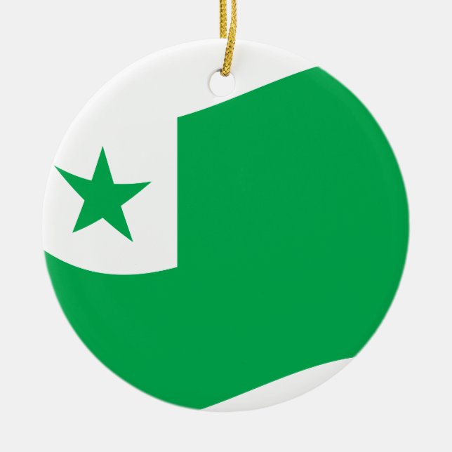 Esperanto-Flagge + Zamenhof Keramik Ornament (Vorne)