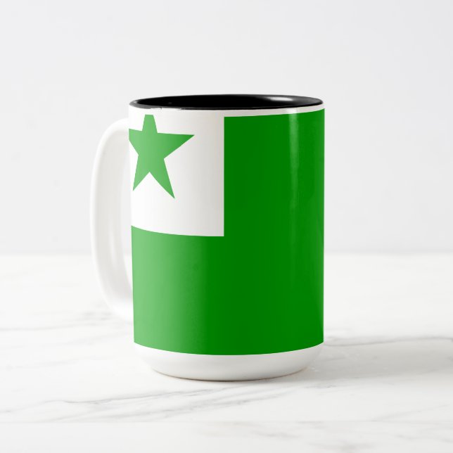 Esperanto-Flagge Zweifarbige Tasse (Vorderseite Links)