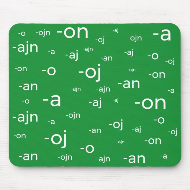 Esperanto-Wortenden, Mousepad (Vorne)