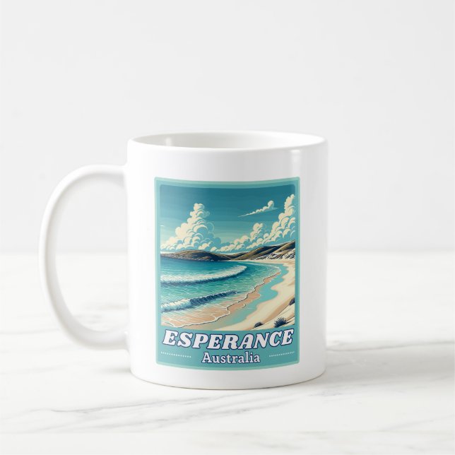 Esperität in Western Australien Retro Skyline Kaffeetasse (Links)