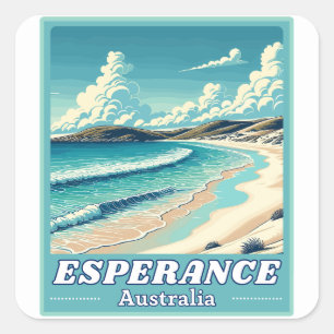 Esperität in Western Australien Retro Skyline Quadratischer Aufkleber