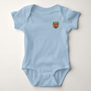 Espinosa Historischer Schild mit Helm und Mantal Baby Strampler