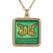 Espoir Word Vert Papillon Collier Art Bijoux
